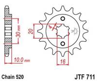 JT ZĘBATKA PRZEDNIA 720 14 CAGIVA 125 W8/FRECCIA/PLANET/MITO/RAPROR '85-10' (72014JT) (ŁAŃC.520)