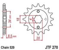 JT ZĘBATKA PRZEDNIA 2046 15 HONDA CA 125 '95-01', CB/CBX/CM/CMX 250 '83-16' (204615JT) (ŁAŃC. 520)