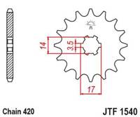 JT ZĘBATKA PRZEDNIA 504 14 KAWASAKI Z125 PRO (BR125) '17-'18 (JTF1540.14) (ŁAŃC. 420)