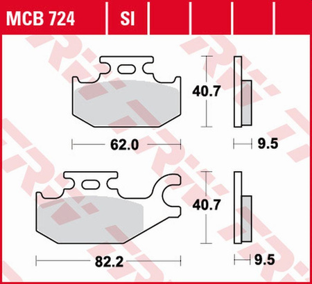TRW LUCAS ZF KLOCKI HAMULCOWE KH ORGANIC BENELLI CAFFE NERO 250 '08-, SUZUKI UH 125 BURGMAN '07-, UX 125/150 SIXTEEN '08-'13, UH 200 BURGMAN '07-, TYŁ