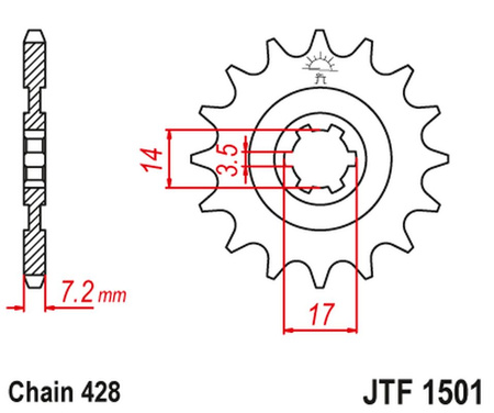JT ZĘBATKA PRZEDNIA 2054 13 KAWASAKI KLT/KLF 110 '84-88', KLX 140 '08-20' (205413JT) (ŁAŃC. 428)