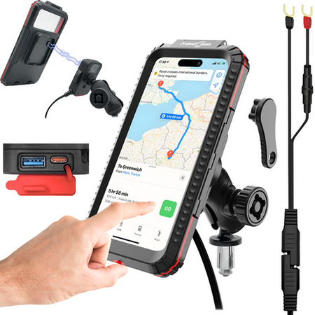 MOTOCYKLOWY UCHWYT NA TELEFON MC42-03 Z ŁADOWANIEM INDUKCYJNYM