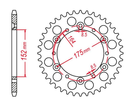 GROSSKOPF PROMOCJA ZĘBATKA TYLNA ALUMINIOWA KOLOR CZARNY 856 51 YAMAHA YZ 125 '89-'92, WR 250 '90-'93, YZ 250 '90-93 (JTR853.51)