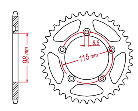 GROSSKOPF PROMOCJA ZĘBATKA TYLNA ALUMINIOWA KOLOR CZARNY 4552 50 KTM SX 65 '04-'11, SX 65 '12-'21 (+2) (JTR894.50)
