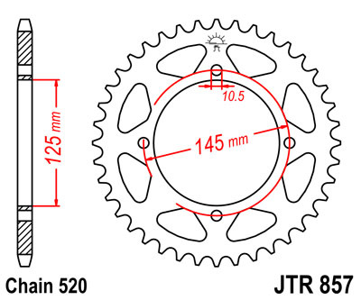 JT ZĘBATKA TYLNA 857 37 YAMAHA XT 600 '83-94 (JTR857.37) (ŁAŃC. 520) - PATRZ 458837JT