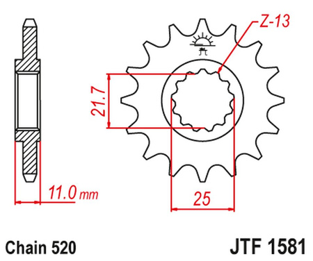 JT ZĘBATKA PRZEDNIA 566M 17 YAMAHA YZF R6 '99-20',FZ6 '04-09' (566M17JT) (ŁAŃC. 520) KONWERSJA