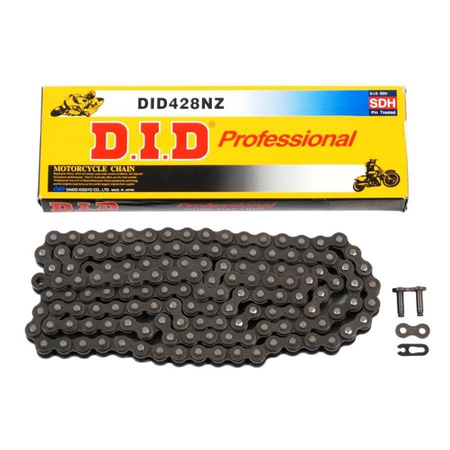 DID 428NZ-130 ŁAŃCUCH (130-OGNIW) BEZ O-RINGÓW (OTWARTY + ZAPINKA)