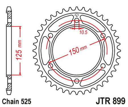 JT ZĘBATKA TYLNA 4454 42 KTM 950/990/1190 ADVENTURE / R LC8 '03-'18 (JTR899.42ZBK) (ŁAŃC. 525) KOLOR CZARNY