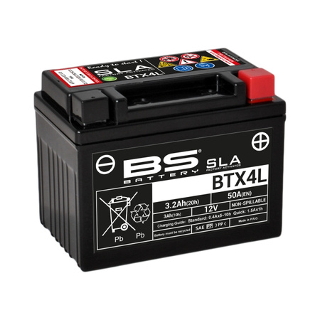 AKUMULATOR BS BATTERY BTX4L 12V 3AH BEZOBSŁUGOWY ZALANY