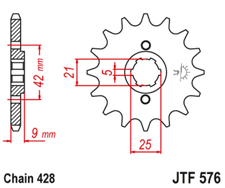 JT ZĘBATKA PRZEDNIA 576 17 YAMAHA XT 350 '85-00' (57617JT) (ŁAŃC. 428) (-2)