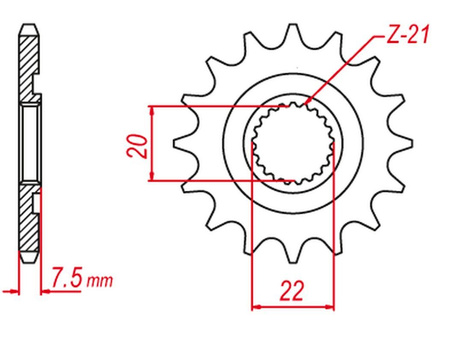 GROSSKOPF PROMOCJA ZĘBATKA PRZEDNIA 2120 12 HONDA CR 125R '04-'07 (-1) , CRF 250R '04-'17 (-1), CRF 250X '04-'17 (-2) (JTF1323.12)