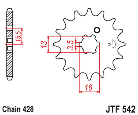 JT ZĘBATKA PRZEDNIA 542 13 YAMAHA DT 80 MX-S '83-84' (54213JT) (ŁAŃC. 428)
