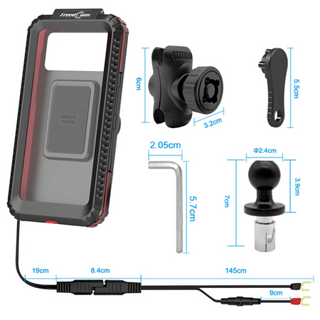 MOTOCYKLOWY UCHWYT NA TELEFON MC42-03 Z ŁADOWANIEM INDUKCYJNYM