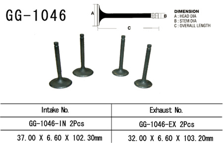 VESRAH ZAWÓR SSĄCY HONDA XR 650R '00-'07, TRX 700XX '08-'09 (2 NA POJAZD) (37,0X6,60X102,3 MM) (OEM: 14711-MBN-670) (1SZT.) (MADE IN JAPAN)