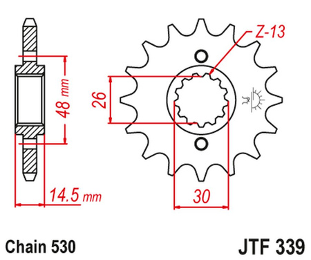 JT ZĘBATKA PRZEDNIA 339 15 HONDA VFR 750 86-87, CBX 750F 84-86, VFR 800 '02-'14 (33915JT) (ŁAŃC. 530)