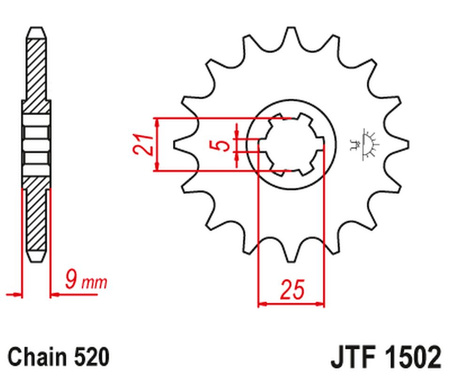 JT ZĘBATKA PRZEDNIA 569 13 KAWASAKI KXT 250 '87' (56913JT) (ŁAŃC. 520)