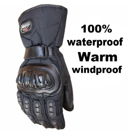 RĘKAWICE SKÓRZANO TEKSTYLNE DŁUGIE OCIEPLANE MADBIKE ROZM M CZARNE
