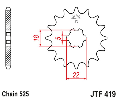 JT ZĘBATKA PRZEDNIA 419 15 SUZUKI GT 250 '73-'78, TS 250 '73-'75 (41915JT) (ŁAŃC. 525)