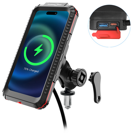 MOTOCYKLOWY UCHWYT NA TELEFON MC42-03 Z ŁADOWANIEM INDUKCYJNYM