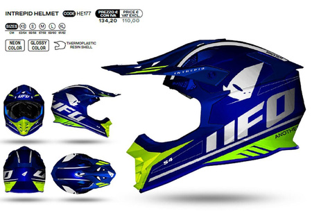 UFO 2022/10 KOLEKCJA 2023 KASK CROSS INTERPID KOLOR NIEBIESKI - ŻÓŁTY FLUO ROZMIAR M