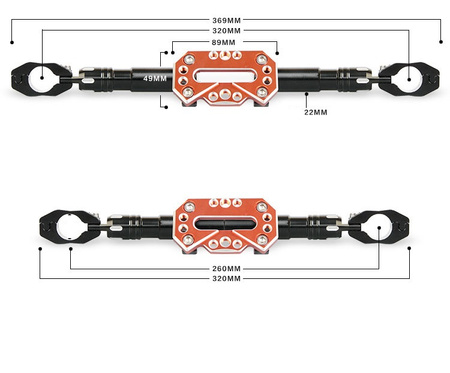POPRZECZKA KIEROWNICY ATV ALUMINIOWA REGULOWANA CZARNO NIEBIESKA