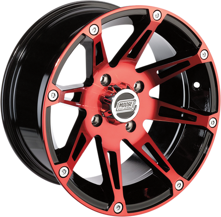 KOMPLET FELG MOOSE RACING 14X8 4/156 4+4 CZERWONE POLARIS