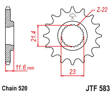 JT ZĘBATKA PRZEDNIA 2051 14 YAMAHA TT 250 '93-04' (205114JT) (ŁAŃC. 520)