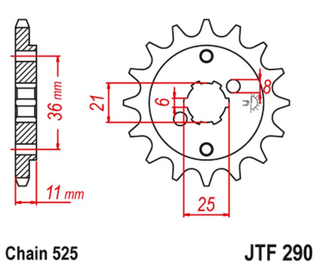 JT ZĘBATKA PRZEDNIA 290 14 HONDA XBR 500F '85-'86 (29014JT) (ŁAŃC. 525) (-1)