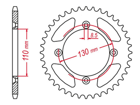 GROSSKOPF PROMOCJA ZĘBATKA TYLNA ALUMINIOWA T7075 (ERGAL) KOLOR CZARNY 249 56 HONDA CR 80/85 '96-'07 (JTR217.56) (ŁAŃC. 428)