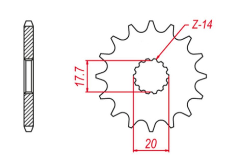 GROSSKOPF PROMOCJA ZĘBATKA PRZEDNIA 577 15 YAMAHA YZ 85 '02-'21 (+1) DT 125R/X '90-'06 (-1), TZR 125 '93-'99 (-1) (JTF558.15)