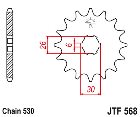 JT ZĘBATKA PRZEDNIA 568 16 YAMAHA XS 650 '75-'81, XS650 SE '78-'83 (56816JT) (ŁAŃC. 530) NA ZAMÓWIENIE