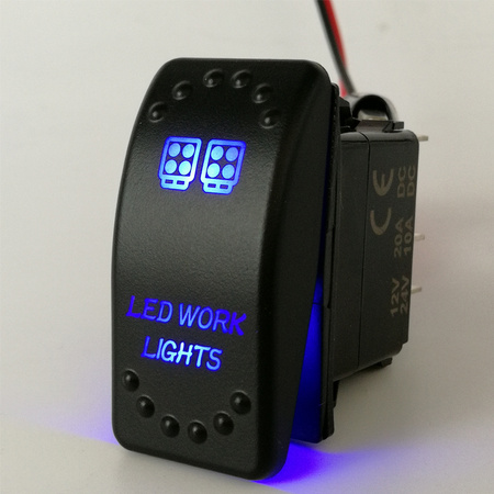 WŁĄCZNIK ŚWIATEŁ LED WORK LIGHTS POJAZDY UTV NIEBIESKIE PODŚWIETLENIE