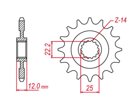 GROSSKOPF PROMOCJA ZĘBATKA PRZEDNIA 2102 14 GAS GAS EC 125/200/250/300/400/450/515 '00-20, RIEJU MR 300 '21-, (+1) (ŁAŃC.520) (JTF715.14)