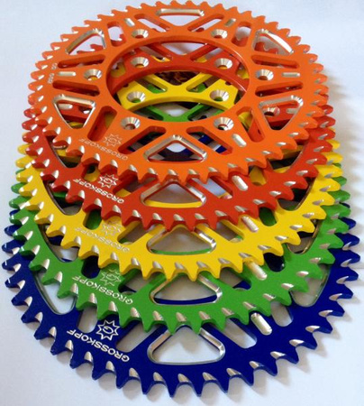 GROSSKOPF PROMOCJA ZĘBATKA TYLNA ALUMINIOWA ERGAL T7075 KOLOR ZIELONY 489 48 KAWASAKI KX/KXF 125/250/450 '83-'22 (JTR460.48)