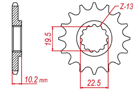 GROSSKOPF PROMOCJA ZĘBATKA PRZEDNIA 435 17 SUZUKI RM 250 '87-'12 (+4), DR 250 '90-'93 (+3), DR 350 '90-'99, DR-Z 400 '00-'20 (+2) (JTF432.17)