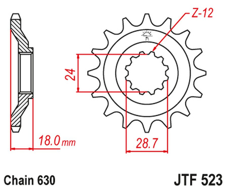 JT ZĘBATKA PRZEDNIA 524 15 KAWASAKI GPZ 1100 '83-85' (52415JT) (ŁAŃC. 630)