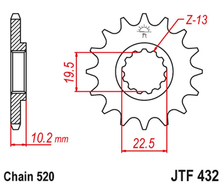 JT ZĘBATKA PRZEDNIA 435 12 SUZUKI RM 250 '87-'12 (43512JT) (ŁAŃC. 520)