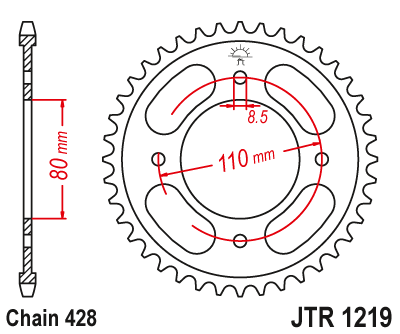 JT ZĘBATKA TYLNA 4597 42 HONDA CBF 125 '21-'23 (459741JT) (ŁAŃC. 428) - ZAMÓWIĆ