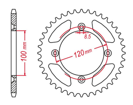 GROSSKOPF PROMOCJA ZĘBATKA TYLNA ALUMINIOWA KOLOR CZARNY 798 48 SUZUKI RM 80/85 '02-'18, YAMAHA YZ 80/85 '93-'20 (JTR798.48)