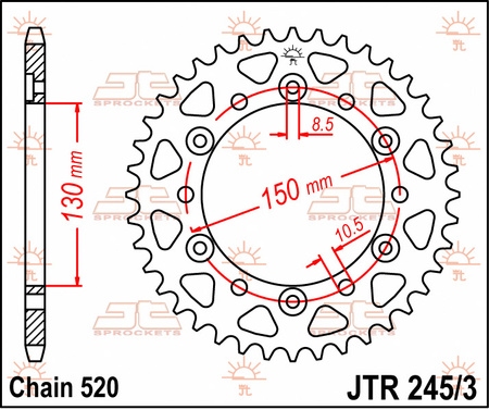 JT ZĘBATKA TYLNA 4309 43 HONDA XL600/XL500/NX650/XR600/FX650 (JTR245/3.43)* (ŁAŃC. 520)