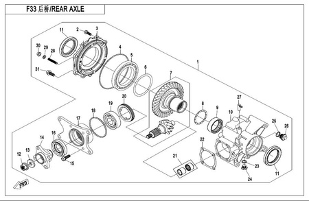 MOCOWANIE DEKIEL DYFERENCJAŁU TYLNEGO CFMOTO 500 X5 0180-331005