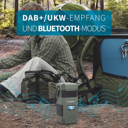 ALBRECHT DR 114 FM DAB+ RADIO KEMPINGOWE DYNAMO ZASILANIE SOLARNE LATARKA I LAMPA KEMPINGOWA ALARM POWER BANK 5000 MAH