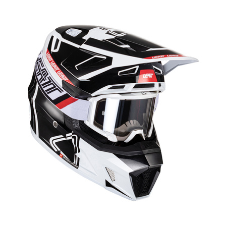 LEATT (NOWOŚĆ 2024) KASK MOTO 7.5 V24 (+GOGLE VELOCITY 4.5 GRATIS) HELMET KIT BLACK/WHITE KOLOR CZARNY/BIAŁY/CZERWONY ROZMIAR S (55-56 cm)