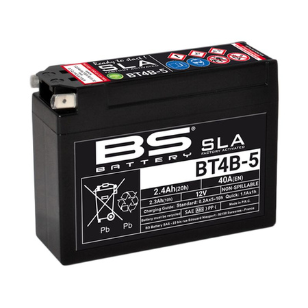BS AKUMULATOR BT4B-5 (FA) (YT4B-5) 12V 2,3AH 113X38X85 BEZOBSŁUGOWY - ZALANY (40A) (15)