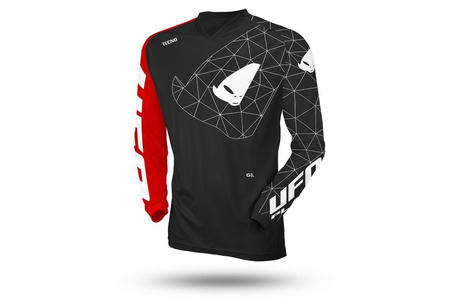UFO 2022/10 KOLEKCJA 2023 KOSZULKA TECNO JERSEY CROSS KOLOR CZARNY - CZERWONY ROZMIAR M