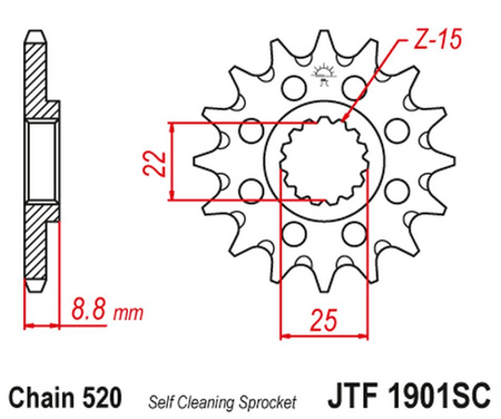 JT ZĘBATKA PRZEDNIA 1248 16 KTM SX/EXC '91-'21 SAMOOCZYSZCZAJĄCA (124816JT) (ŁAŃC. 520)