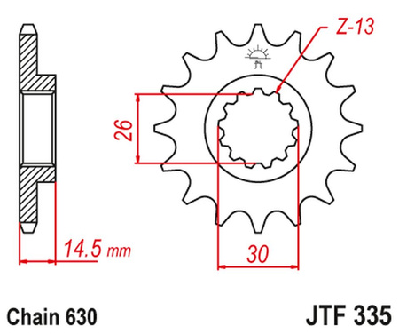 JT ZĘBATKA PRZEDNIA 335 15 HONDA CB 750 F/K '77-78' (33515JT) (ŁAŃC. 630) NA ZAMÓWIENIE