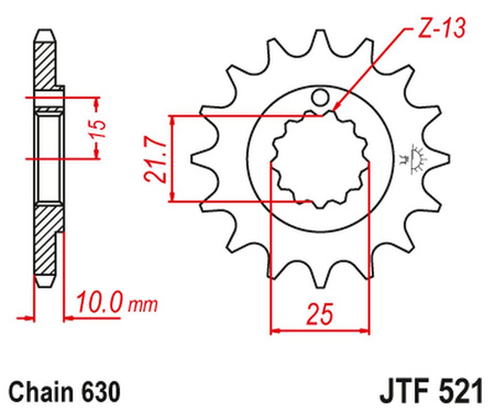 JT ZĘBATKA PRZEDNIA 518 15 KAWASAKI Z 900 A4 '76', Z 1000 '77-80' (51815JT) (ŁAŃC. 630)