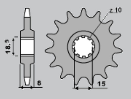 GROSSKOPF PROMOCJA ZĘBATKA PRZEDNIA 599 11 APRILIA 50 AF-1 '92-'92, 50 PEGASO '92-'93, 50 RED ROSE '92-'05, MALAGUTI 50 FIFTY EVOLUTION '91-'98, RIEJU 50 DRAC '96-'97