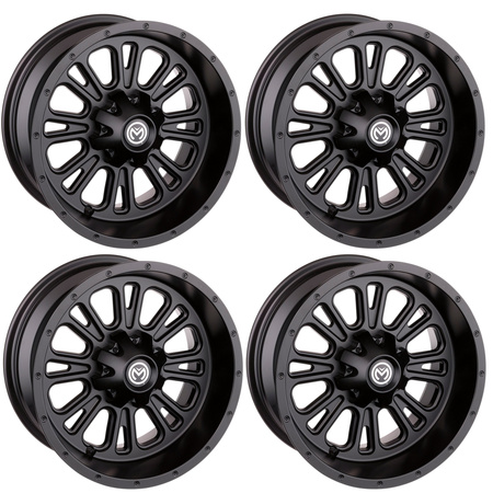 KOMPLET FELG MOOSE RACING 12X8 4/136 4+4 CAN-AM KAWASAKI CZARNE